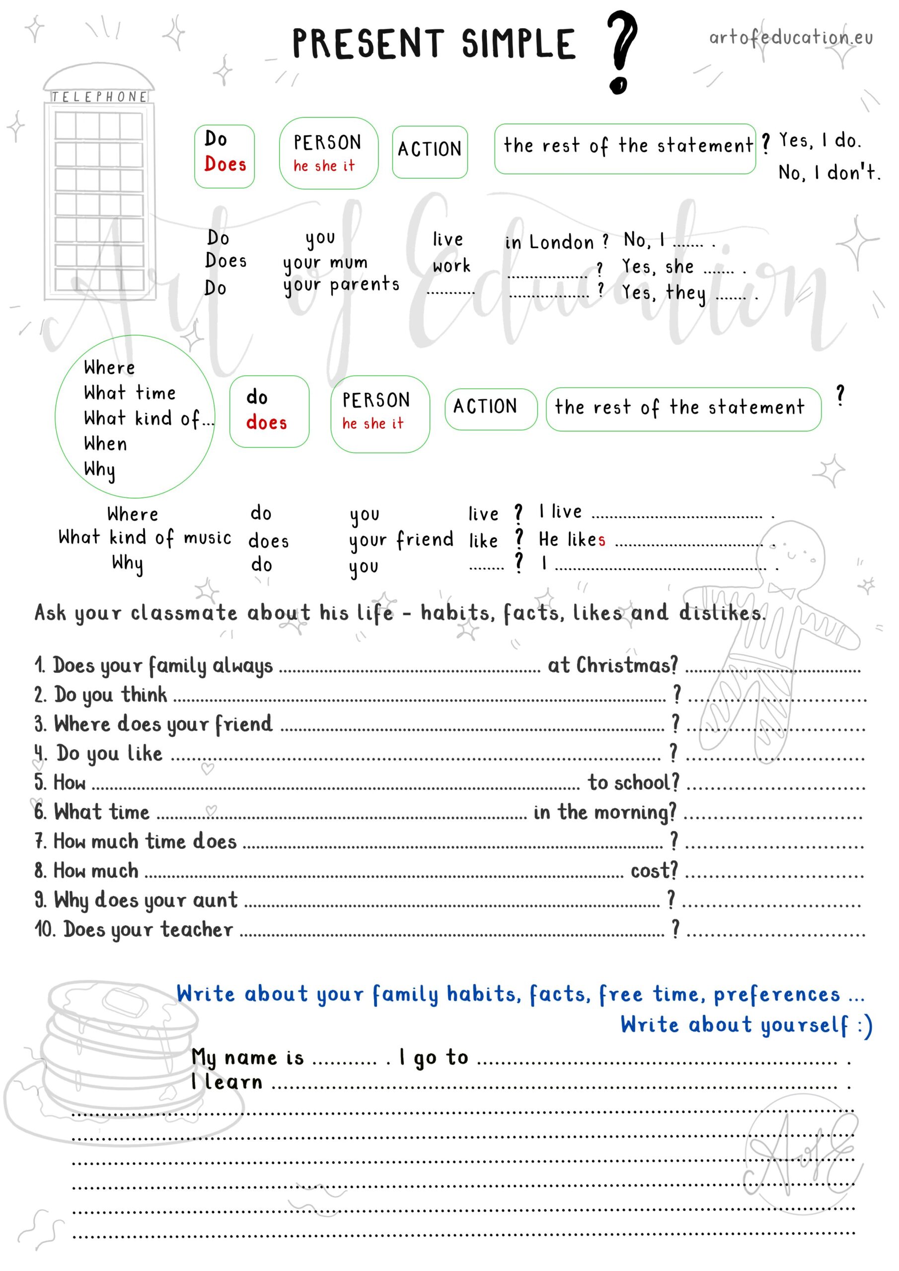 Present Simple Questions English Worksheet For Students Art Of 