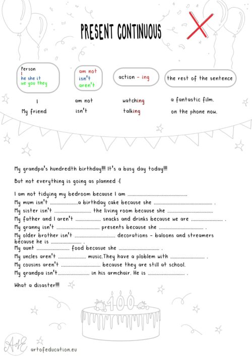 Present Continuous – negative statement. English worksheet for students ...