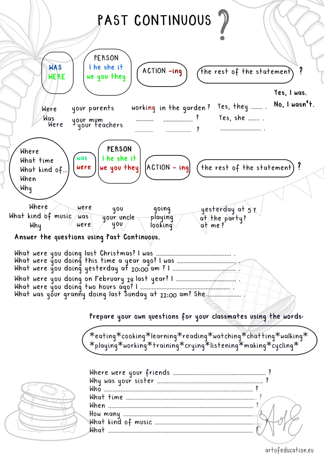 Past Continuous Questions English Worksheet For Students Art Of